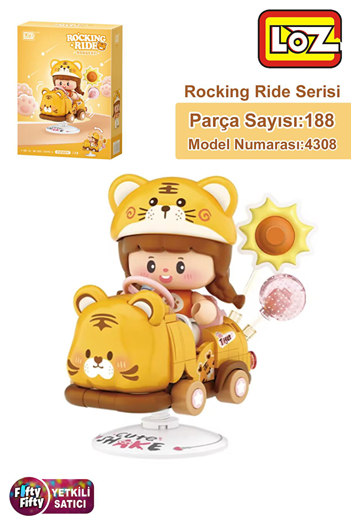 Loz Creative Serisi Sallanan Kahverengi Kaplan Modeli 188 Parça Oyuncak Yapım Seti FFLZ-4308