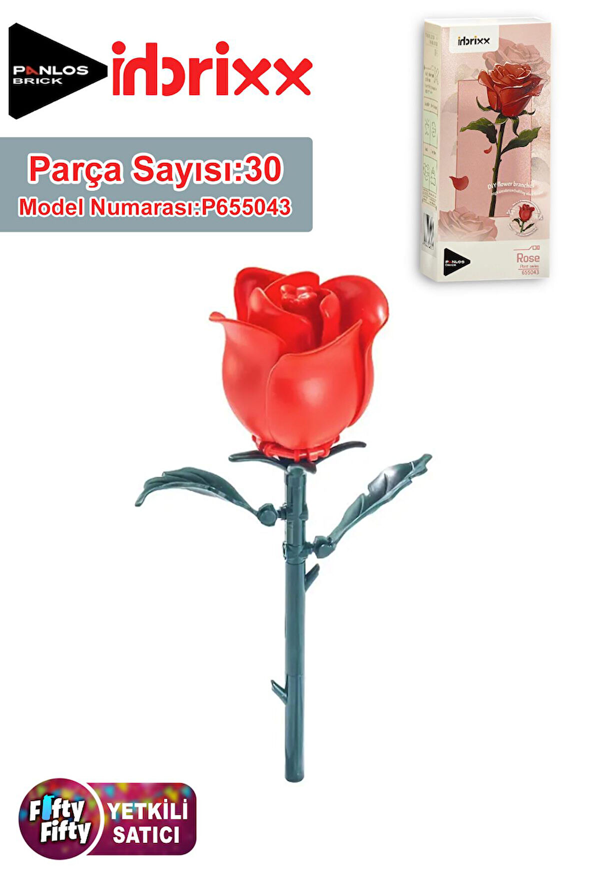 Panlos İnbrixx Serisi Dekoratif ve Koleksiyonluk Gül Çiçek Modeli 30 Parça Yapım Seti -FFPP655043