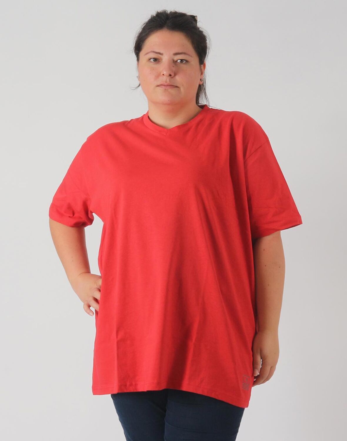 Rood Büyük Beden Unisex T-shirt