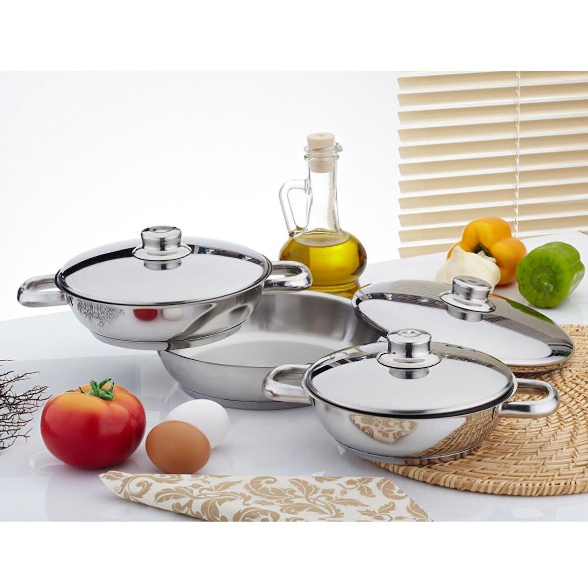 Gülsan Çelik Sahan Set 3 lü Çelik Kapaklı 16/18/20cm