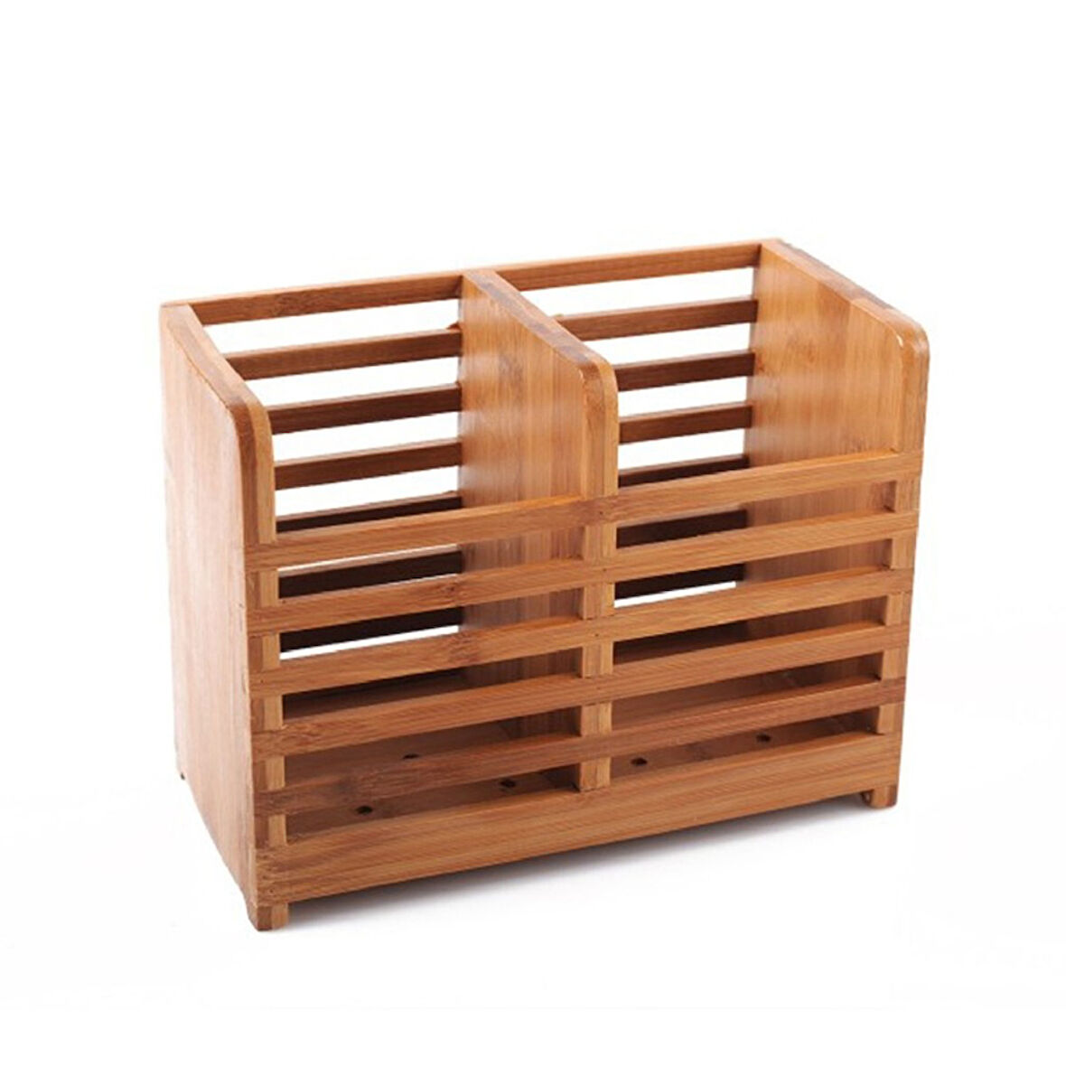 Bambu İkili Kaşıklık Bölmeli Kaşıklık 