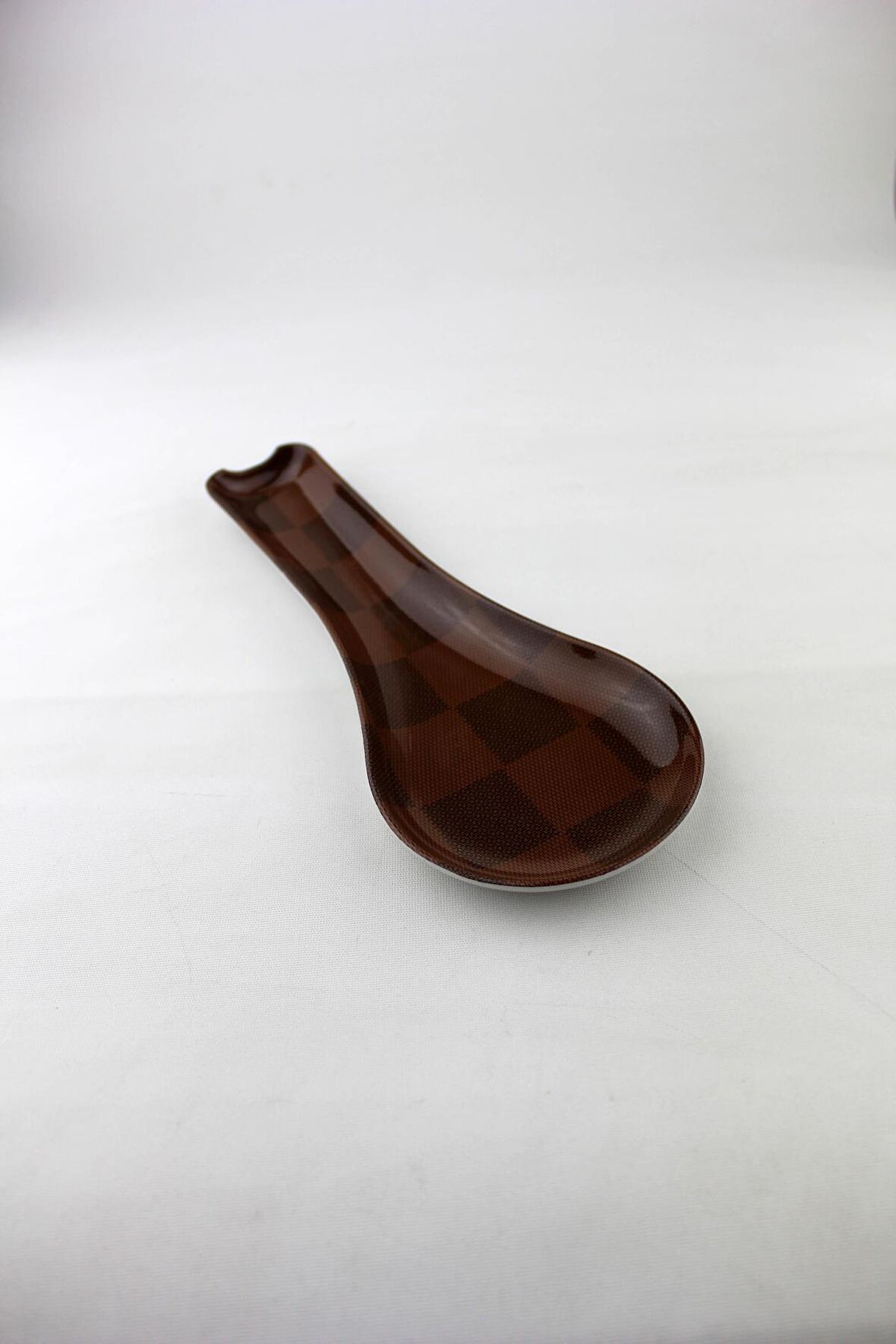 Melamin Tezgah Üstü Kirli Kaşıklık 27*10cm Ekose Kahve
