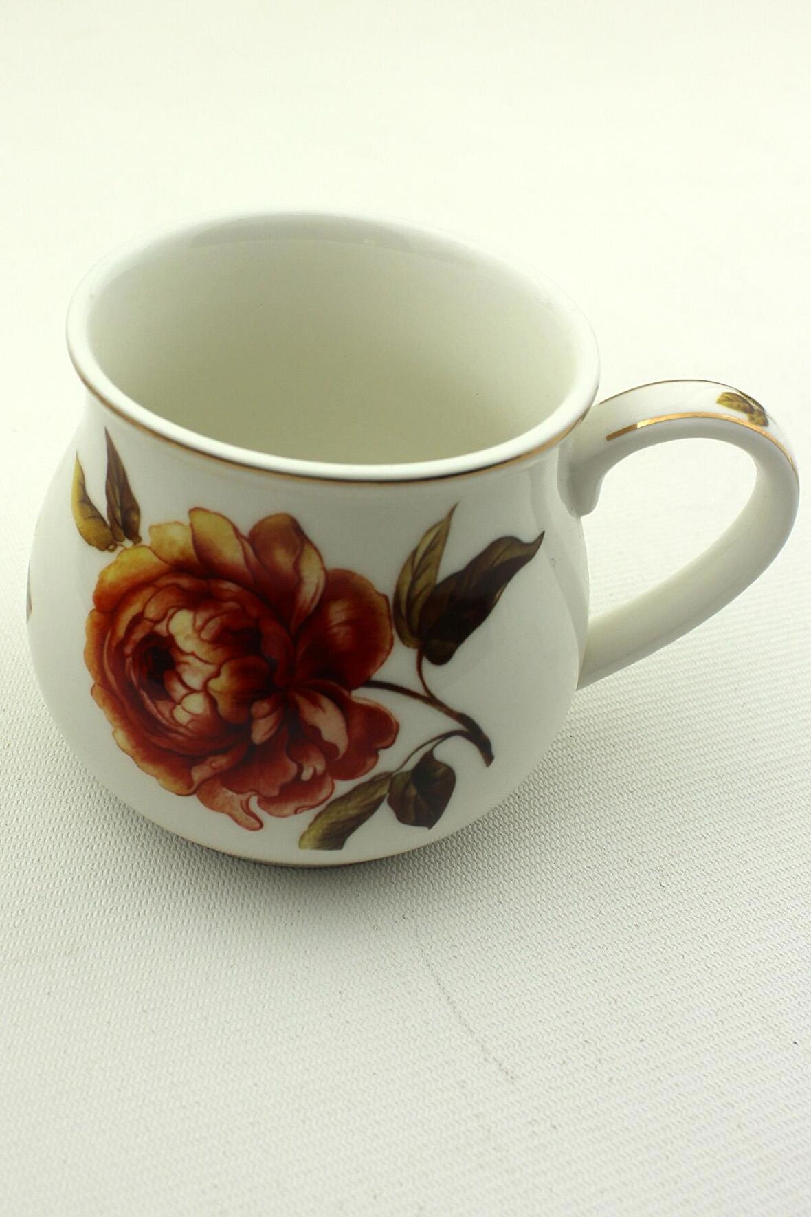 Porselen Kupa Fincan Yaldızlı Rose Desen 300ml 