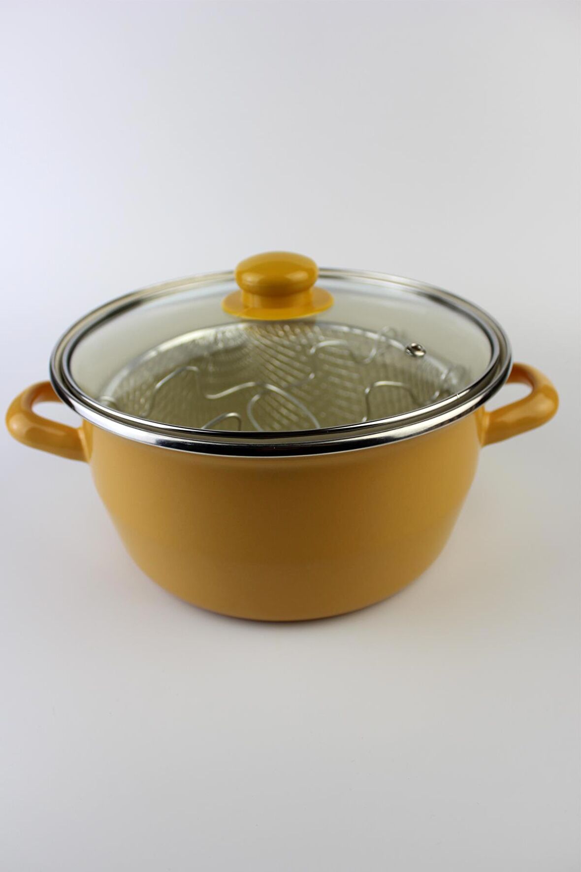 Lüks Emaye Kızartma Tenceresi Fritöz 22cm 3,90 Litre Sarı 