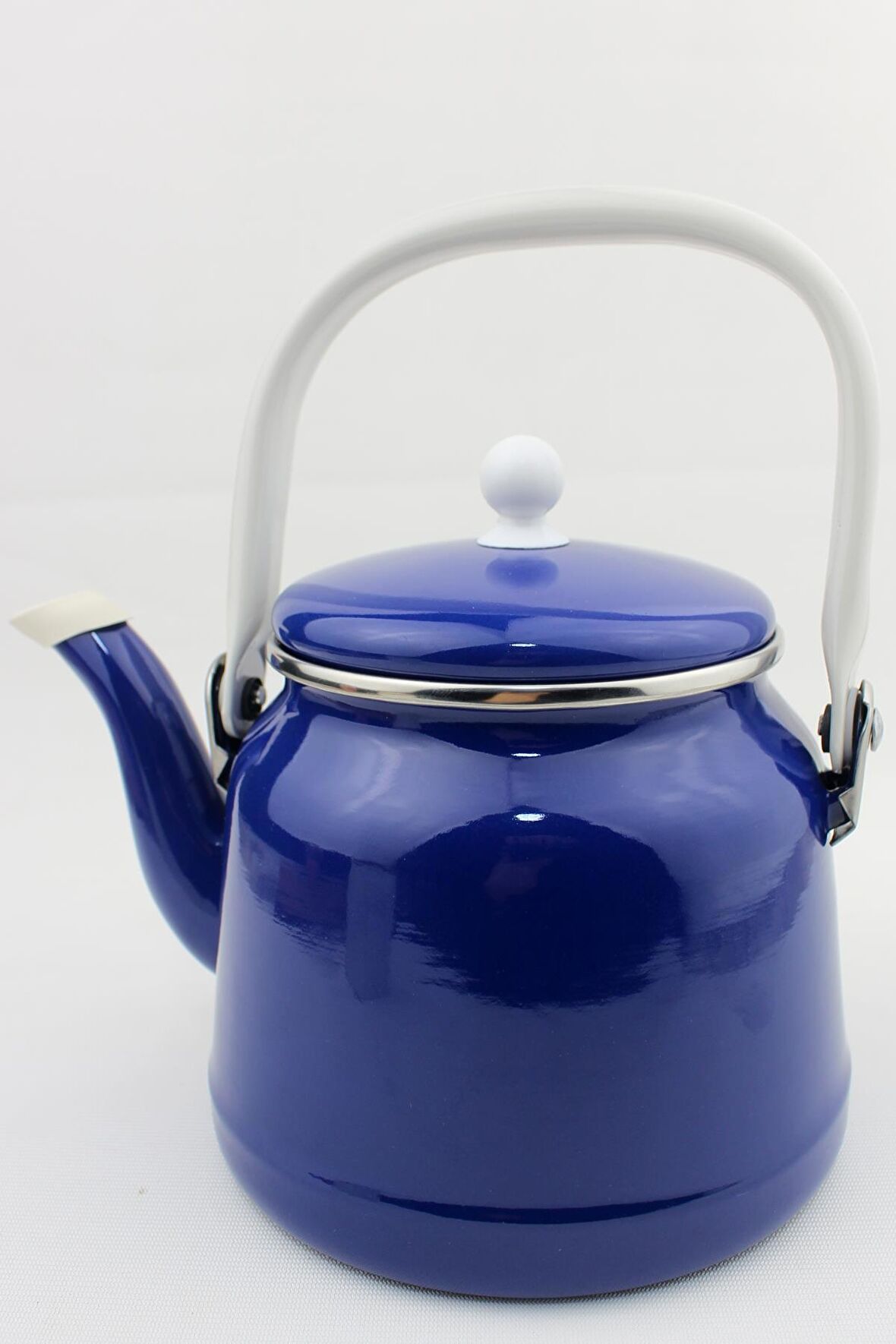 Emaye Demlik Vintage Üstten Saplı Lacivert 1,5 Litre Demlik