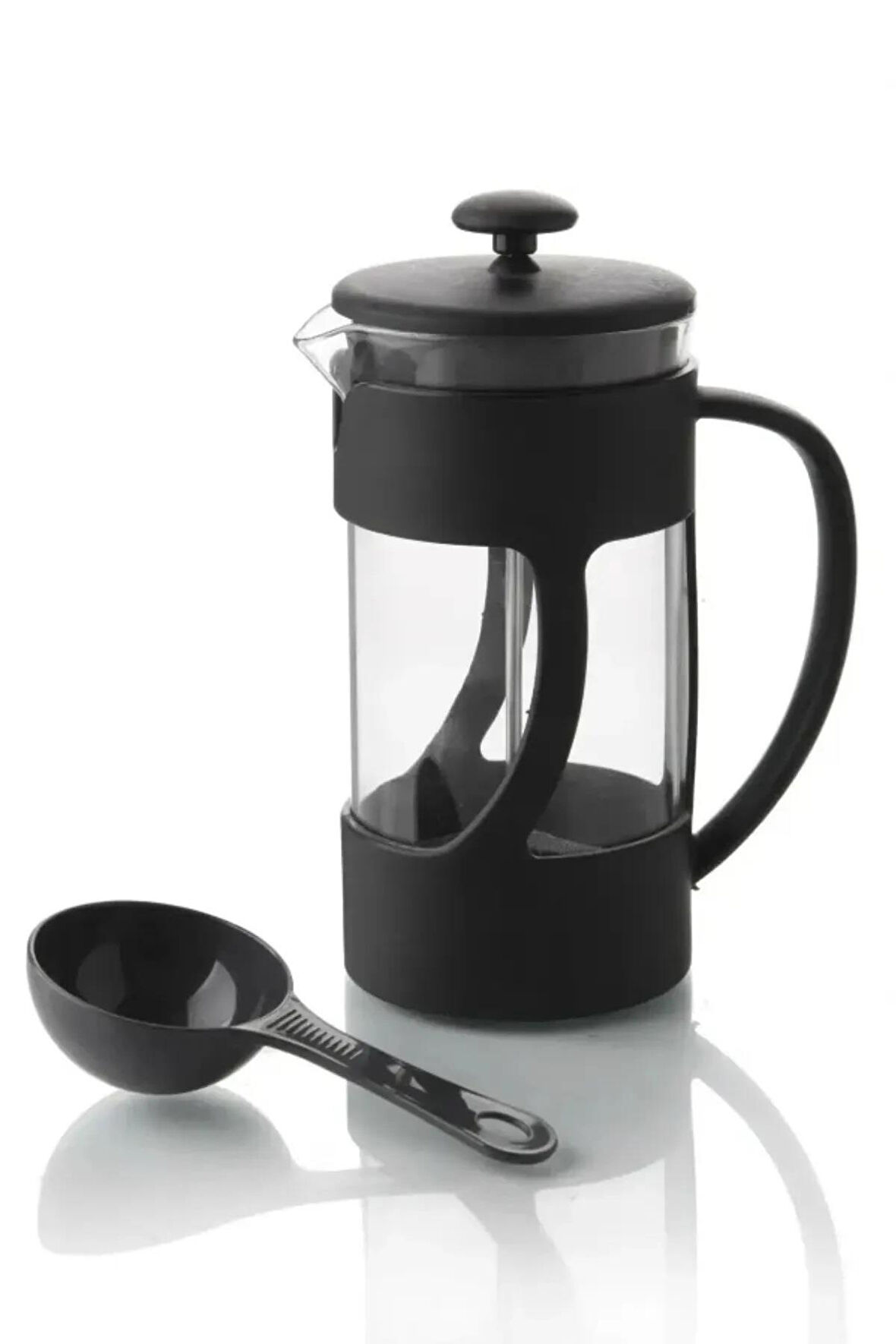 Ölçü Kaşıklı French Press Filtre Kahve Ve Bitki Çayı Demliği 350 ML