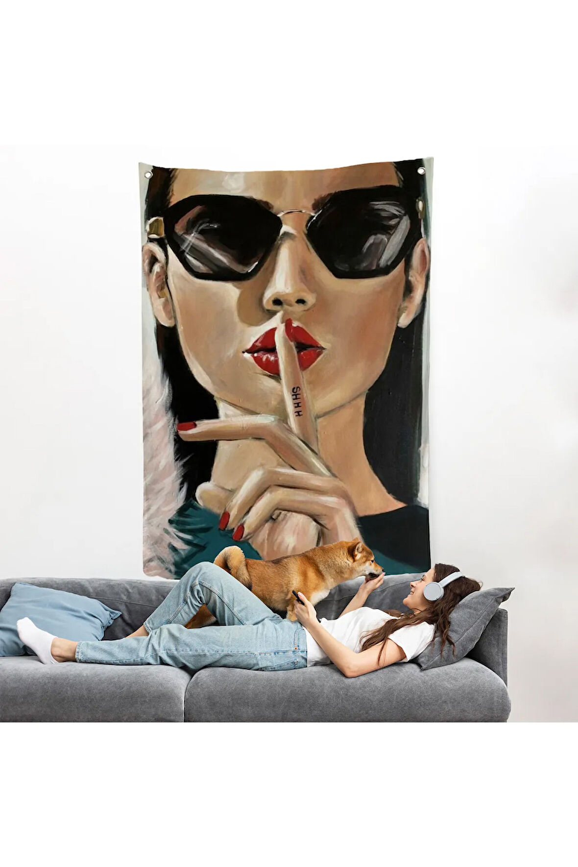 Şişşt Yapan Güzel Kadın Duvar Örtüsü-7953