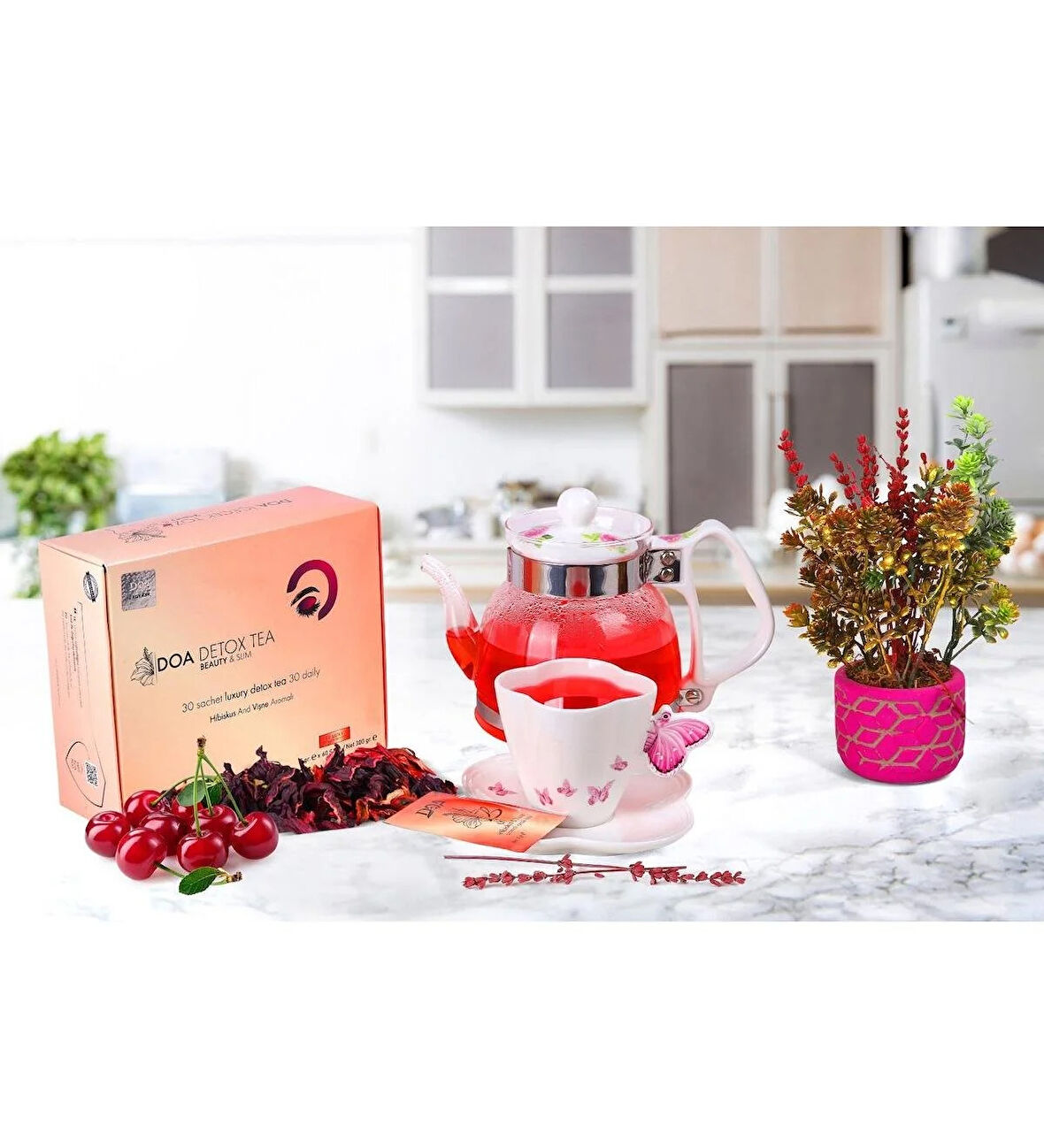 Doa Beauty Slim Detox Tea 1 Aylık Doz Hibiskus & Vişne Aromalı