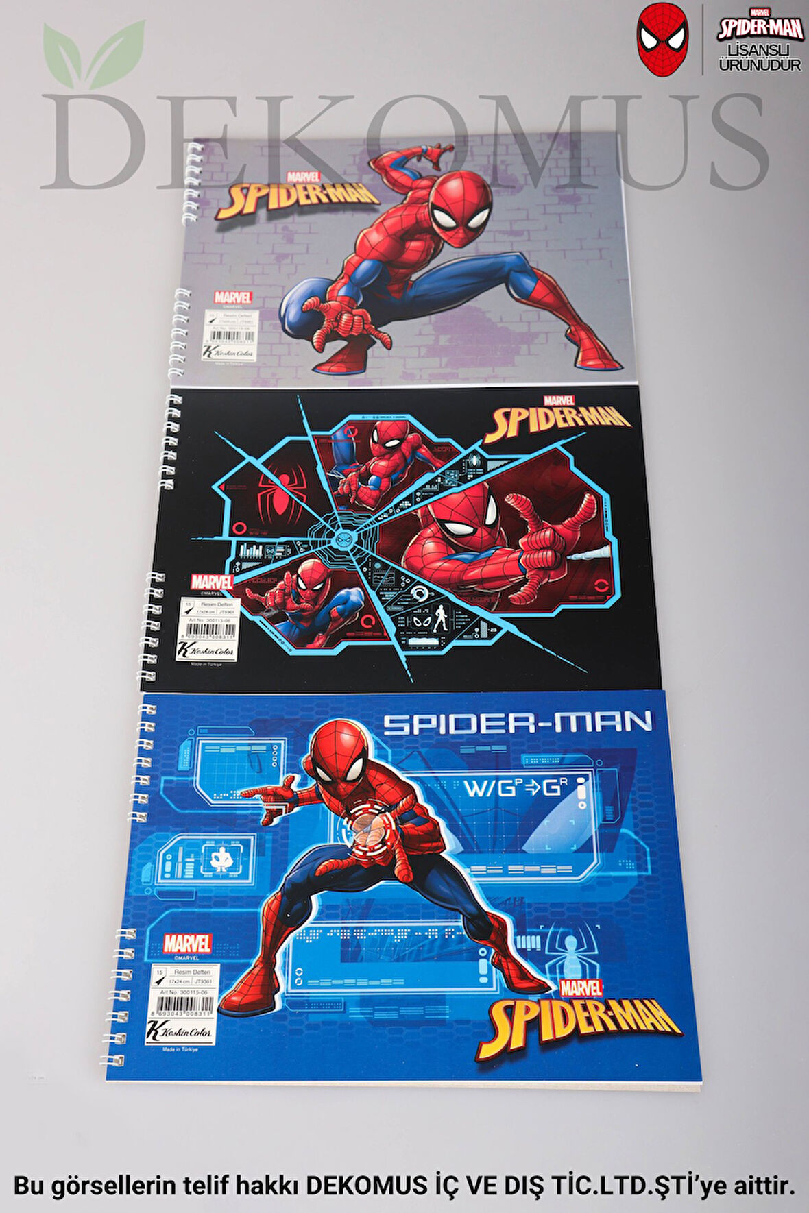 DEKOMUS İLE LİSANSLI SPIDERMAN "TEKLİ" RESİM DEFTERİ 17*24 CM 15 YAPRAK