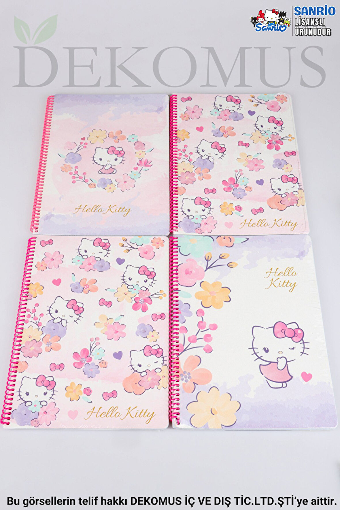 DEKOMUS İLE LİSANSLI HELLO KITTY "TEKLİ" A4 ÇİZGİLİ OKUL DEFTERİ 80 YAPRAK