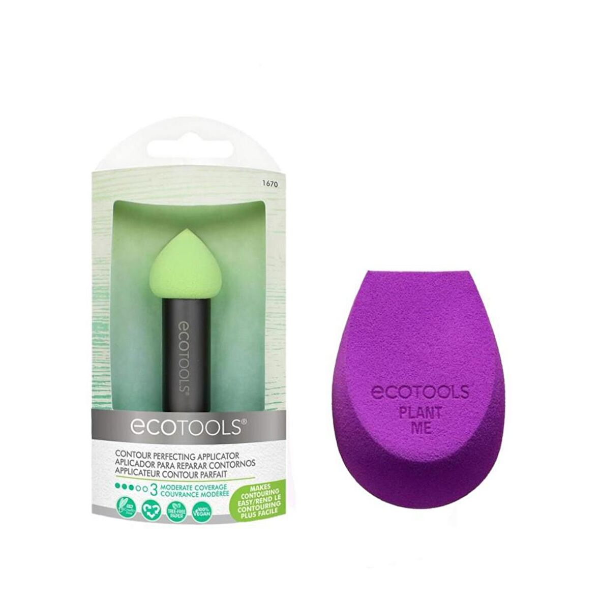 Ecotools Bioblender Makyaj Süngeri ve Ecotools EC-1670 Kontür Aplikatör 2li Set