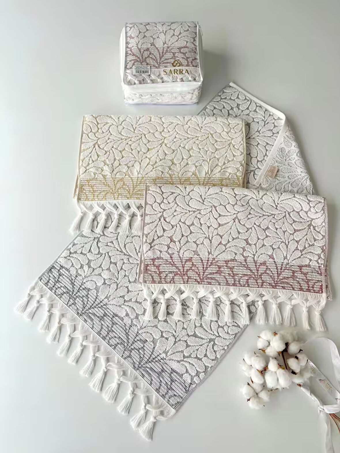 50x90 SARE BAĞLAMALI DAMLA 3'LÜ HAVLU V1