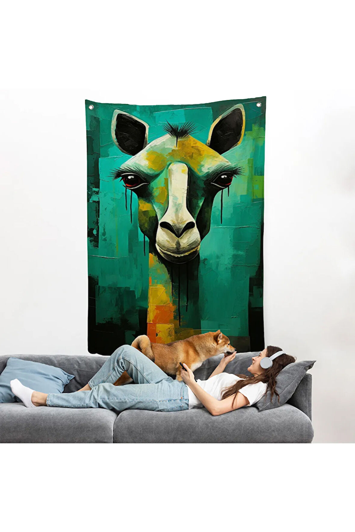 Sevimli Zürafa Duvar Örtüsü-7963