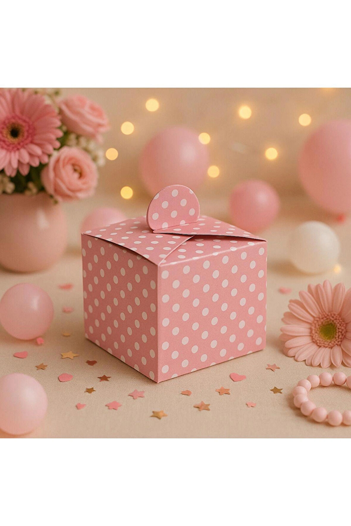 Lokum Kutusu Pembe Puantiyeli 50'li Paket | Lokumluk