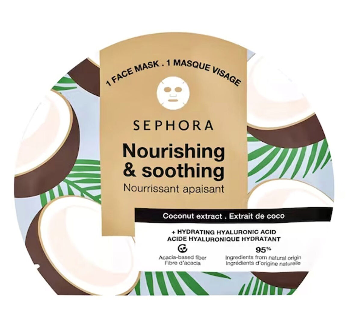 SEPHORA COLLECTION Fruit & Plant + Hyalurinc Acid Mask - Coconut - Besleyici ve yatıştırıcı Kağıt Yü