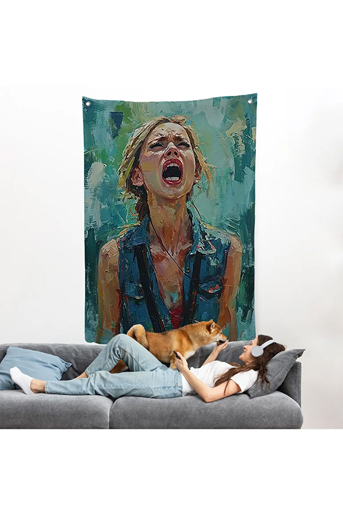 Çığlık Atan Kadın Duvar Örtüsü-7968