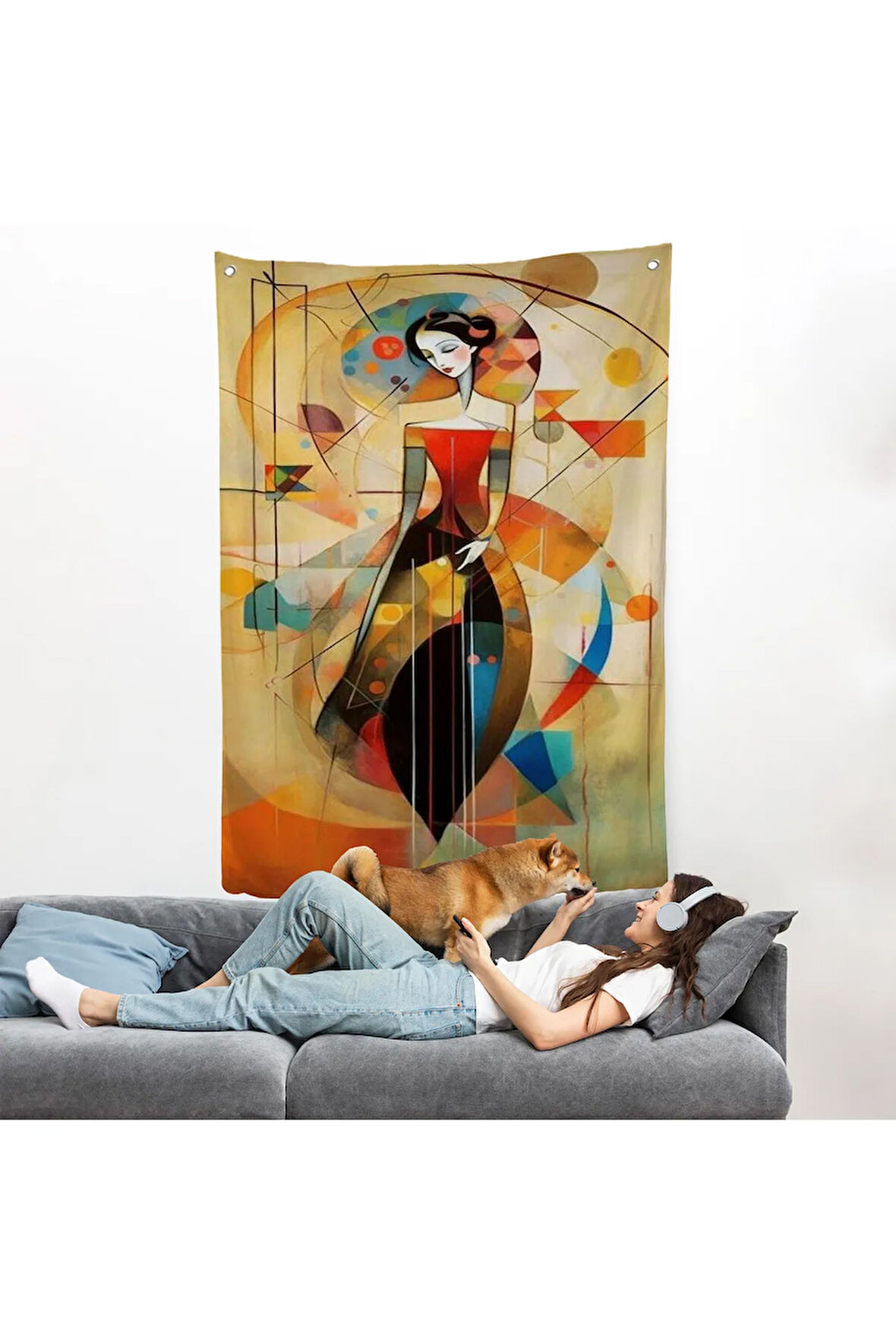 Dekoratif Soyut Kadın Duvar Örtüsü-7970