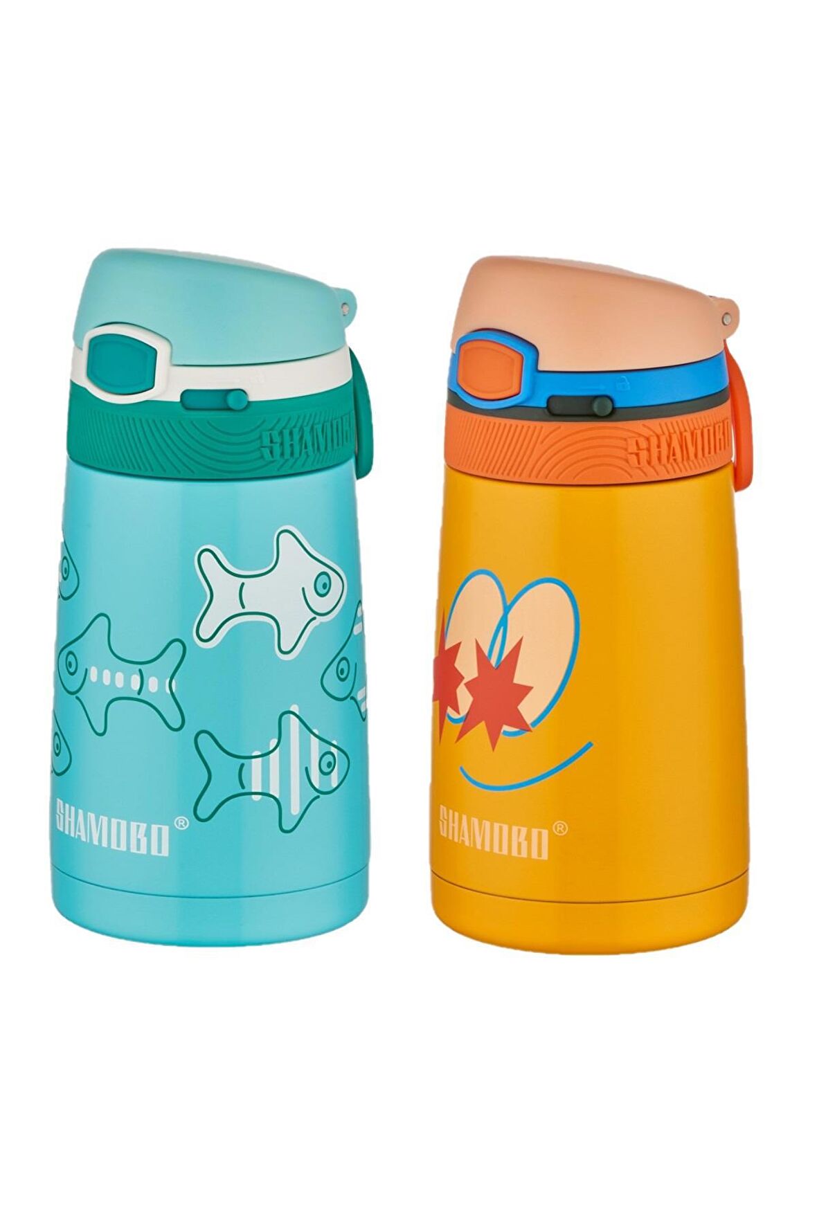 Shamobo 2Lİ SET Pipetli Çelik Termos 350ml -6 Saat Isı Yalıtımı-