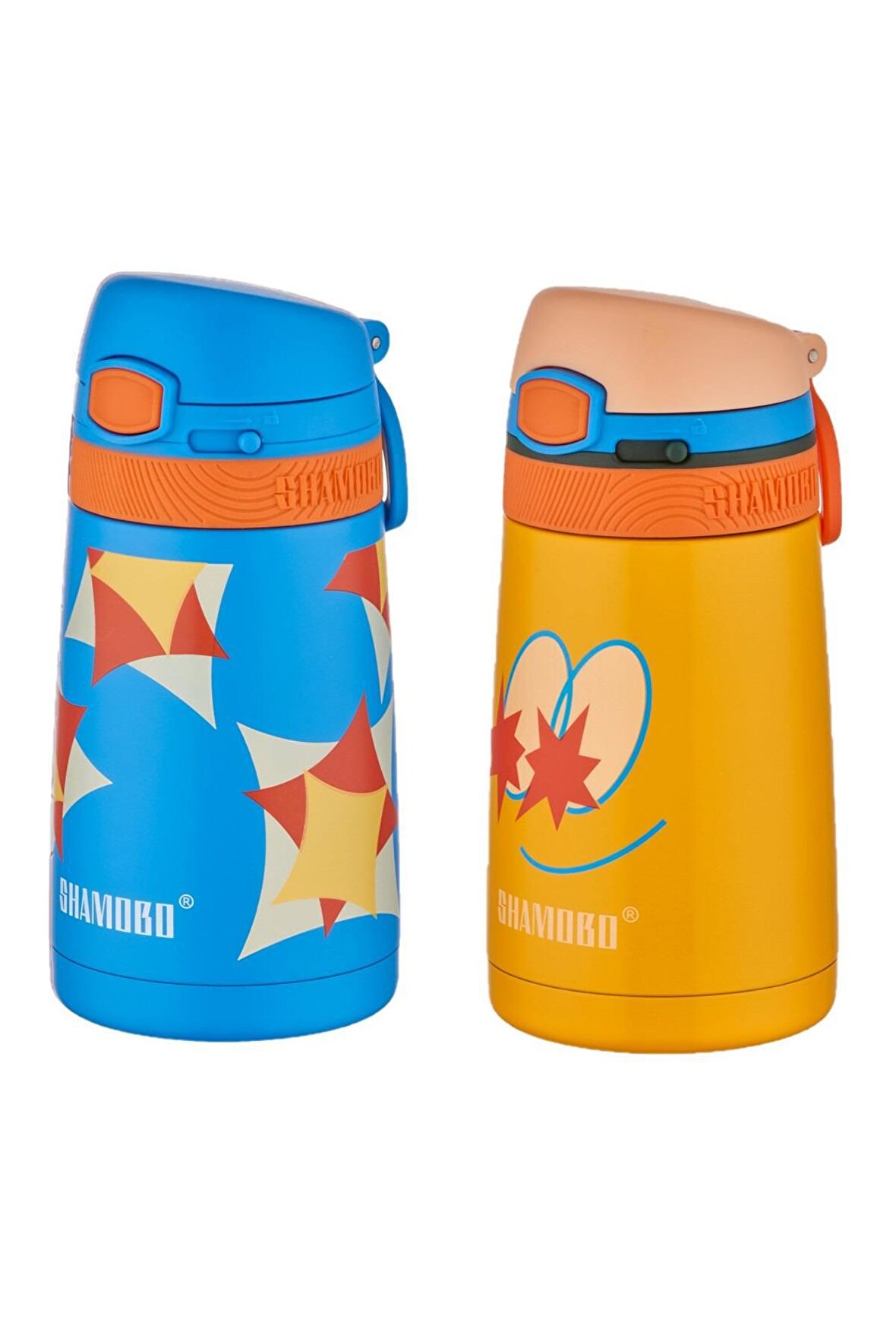 Shamobo 2Lİ SET Pipetli Çelik Termos 350ml -6 Saat Isı Yalıtımı-