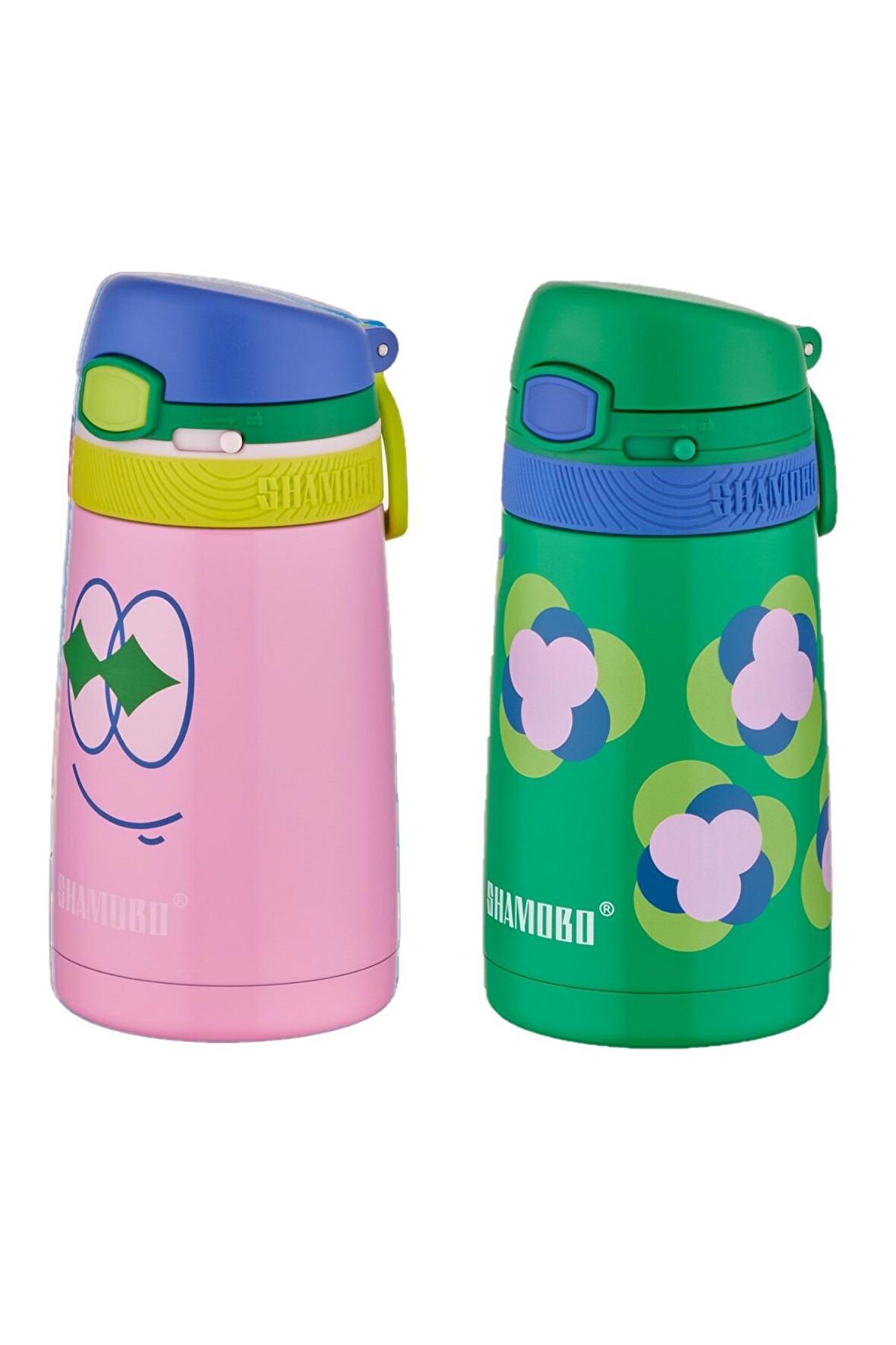 Shamobo 2Lİ SET Pipetli Çelik Termos 350ml -6 Saat Isı Yalıtımı-