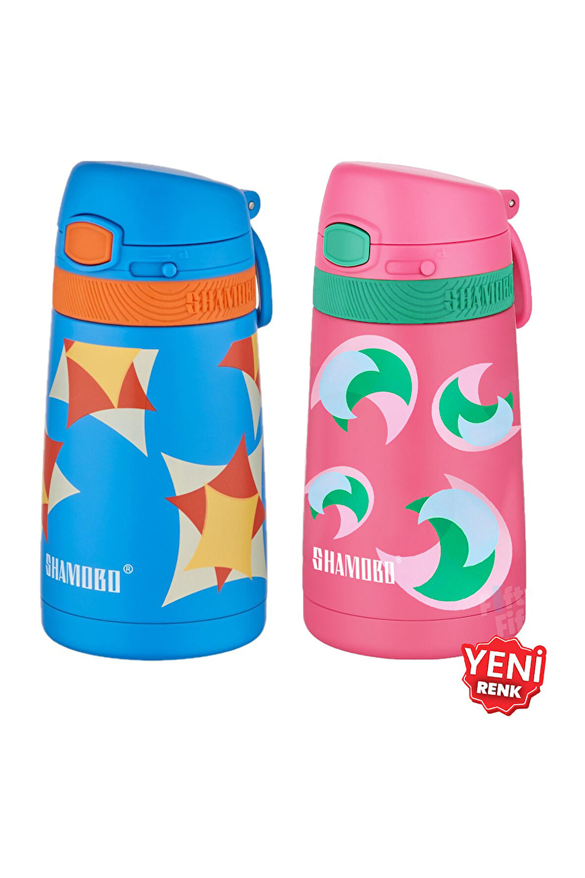 Shamobo 2Lİ SET Pipetli Çelik Termos 350ml -6 Saat Isı Yalıtımı-
