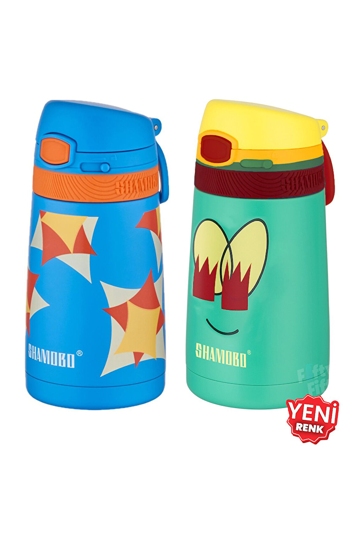 Shamobo 2Lİ SET Pipetli Çelik Termos 350ml -6 Saat Isı Yalıtımı-