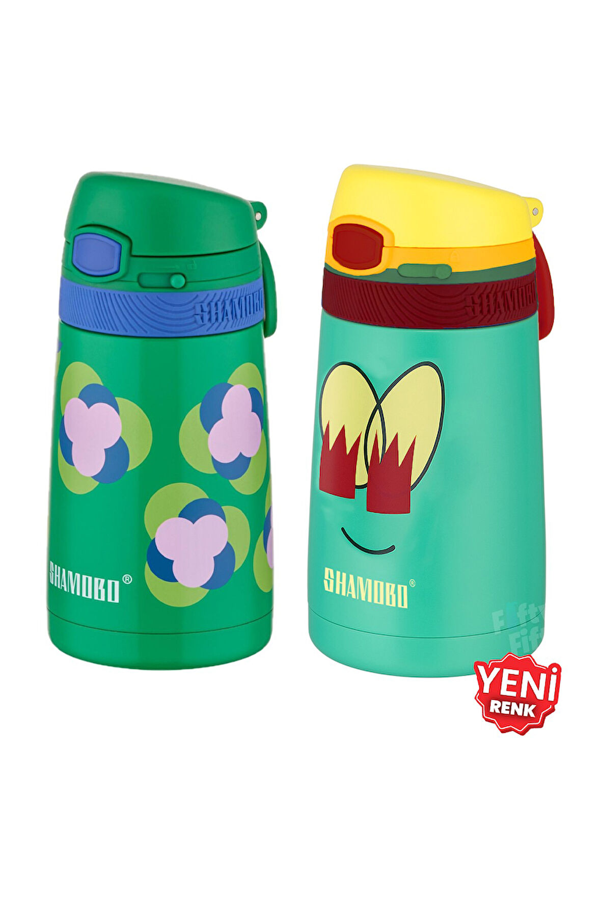 Shamobo 2Lİ SET Pipetli Çelik Termos 350ml -6 Saat Isı Yalıtımı-