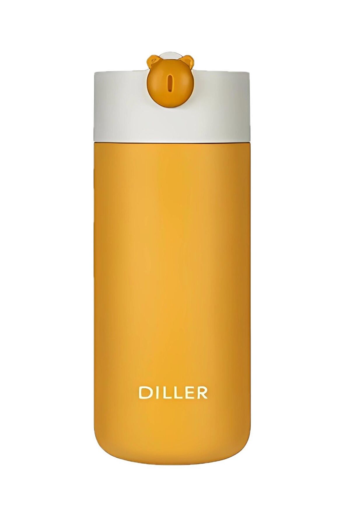 DILLER 420ml Sevimli Ayıcık Kapak Tasarımı Silikon Taşıma Askılı Süzgeçli Çelik Matara 6 Saat Yalıtm