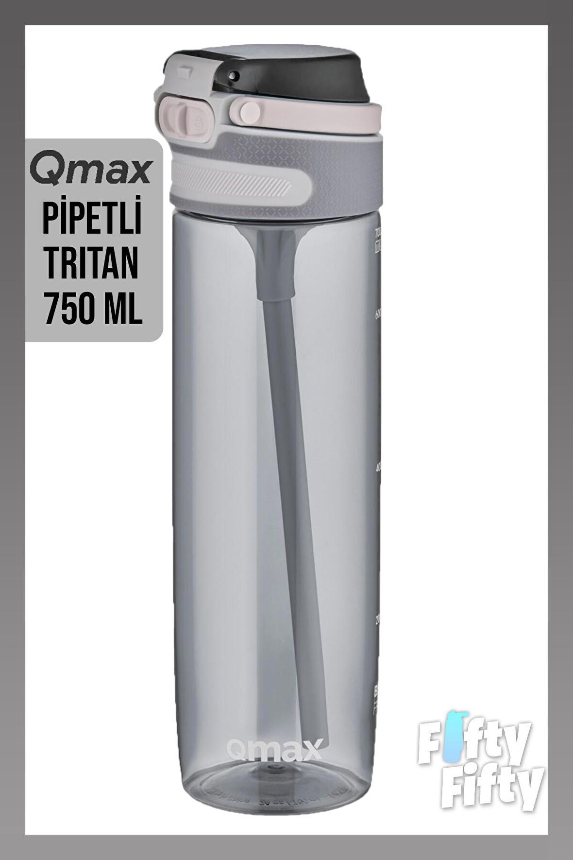 Qmax Pipetli  750 ml Tritan Su Matarası 