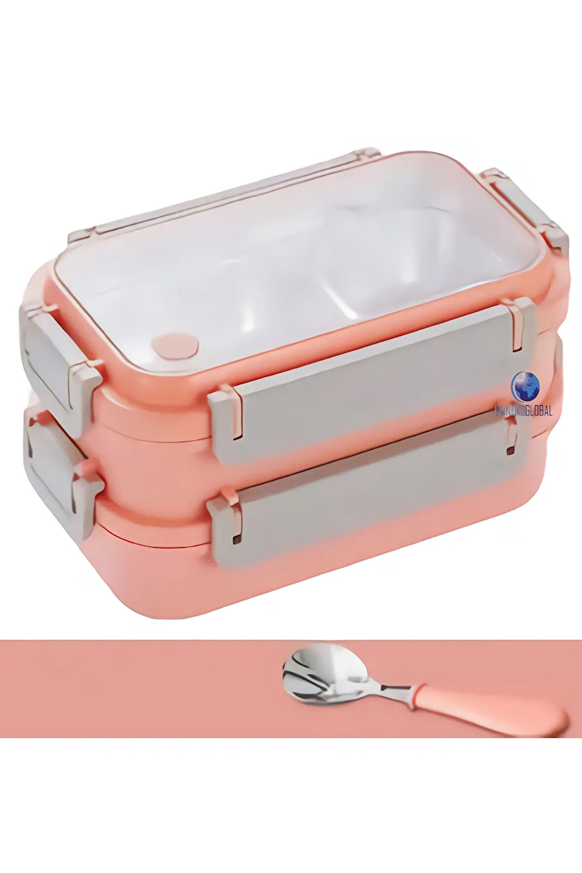 Bento Lunch Box Ofis-Okul İçin Yeni Nesil Sefer Tası Tek Kat 3 Bölme Çatal Ve Kaşıklı -Pas