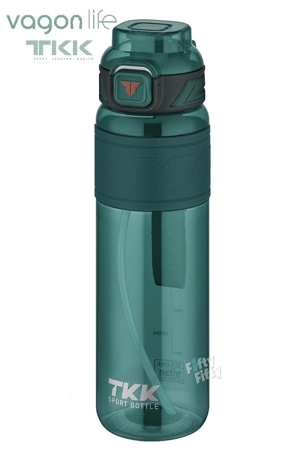 TKK 1000 ML Çift Kullanım Pipetli/Rahat içim Bpa İçermeyen Taşıma Askılı Tritan Su Matarası FFTKK1020-1000
