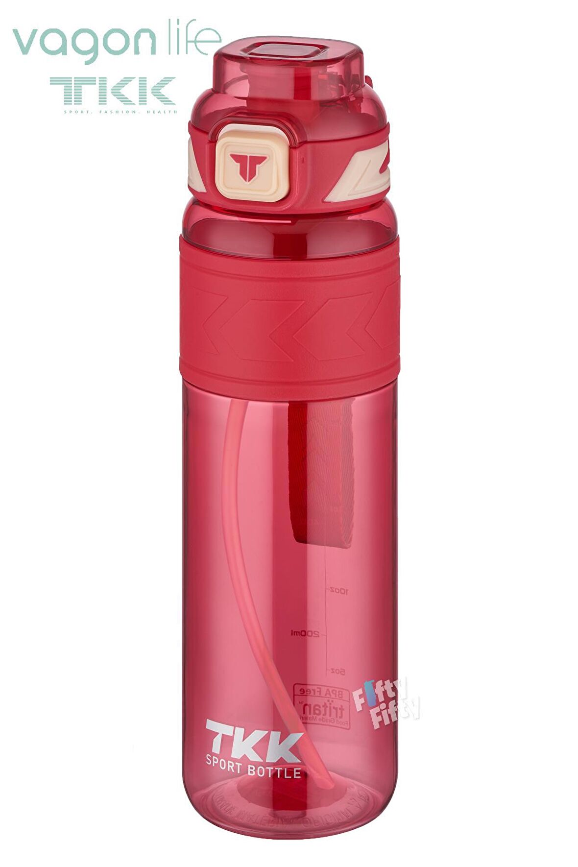 TKK 1000 ML Çift Kullanım Pipetli/Rahat içim Bpa İçermeyen Taşıma Askılı Tritan Su Matarası FFTKK1020-1000