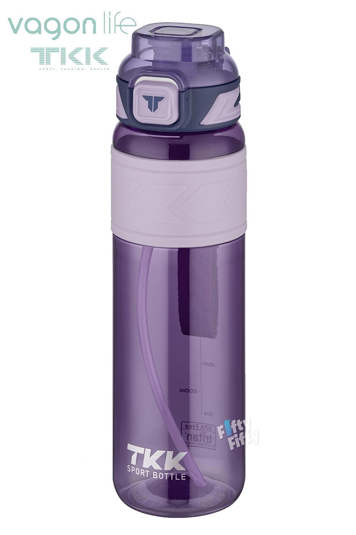 TKK 1000 ML Çift Kullanım Pipetli/Rahat içim Bpa İçermeyen Taşıma Askılı Tritan Su Matarası FFTKK1020-1000