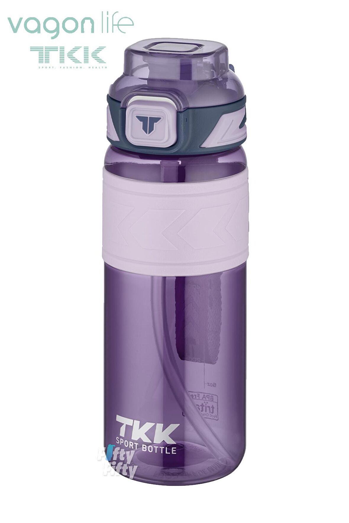 TKK 800 ML Çift Kullanım Pipetli/Rahat içim Bpa İçermeyen Taşıma Askılı Tritan Su Matarası FFTKK1020-800ML