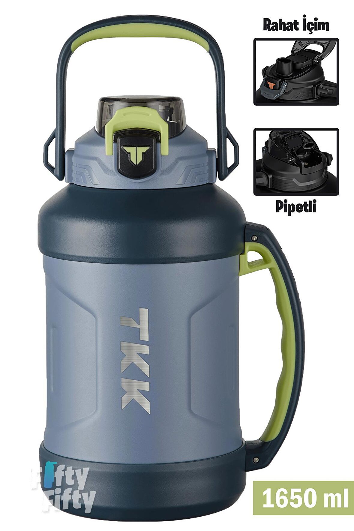 TKK 1650 ML Profesyonel Kamp Matarası/Çelik Termos Çift Kullanım Pipetli/Rahat İçim 12/24 Yalıtım -20281650 