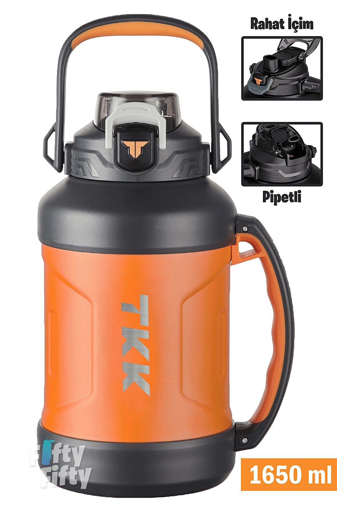 TKK 1650 ML Profesyonel Kamp Matarası/Çelik Termos Çift Kullanım Pipetli/Rahat İçim 12/24 Yalıtım -20281650 