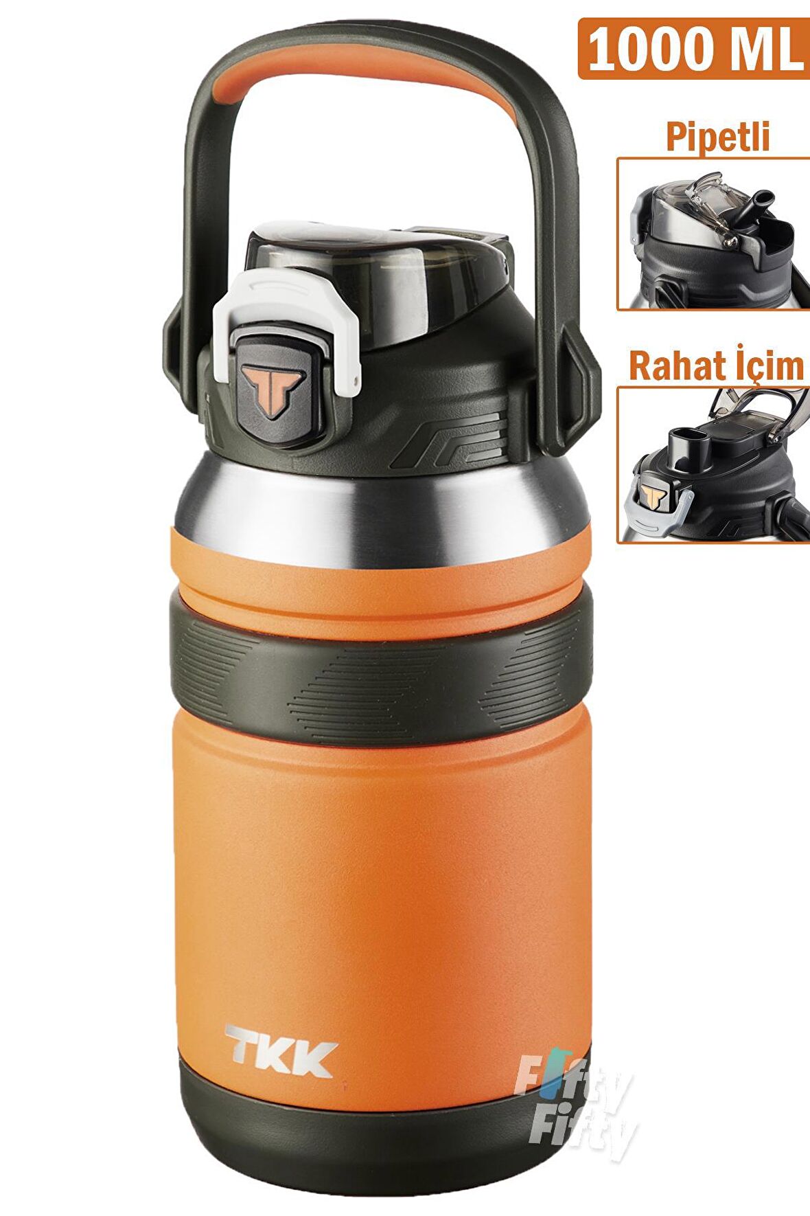 TKK 1000 ML Profesyonel Kamp Matarası/Çelik Termos Çift Kullanım Pipetli/Rahat İçim 12/24 Yalıtım -20311000