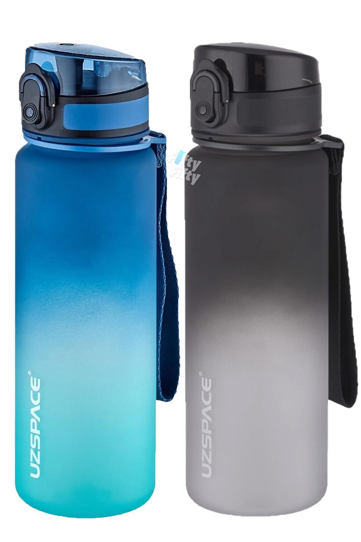 Uzspace 2'li Tritan Matara Seti 500 ml Çift Renk Softtouch FF Collection Tritan Su Matarası