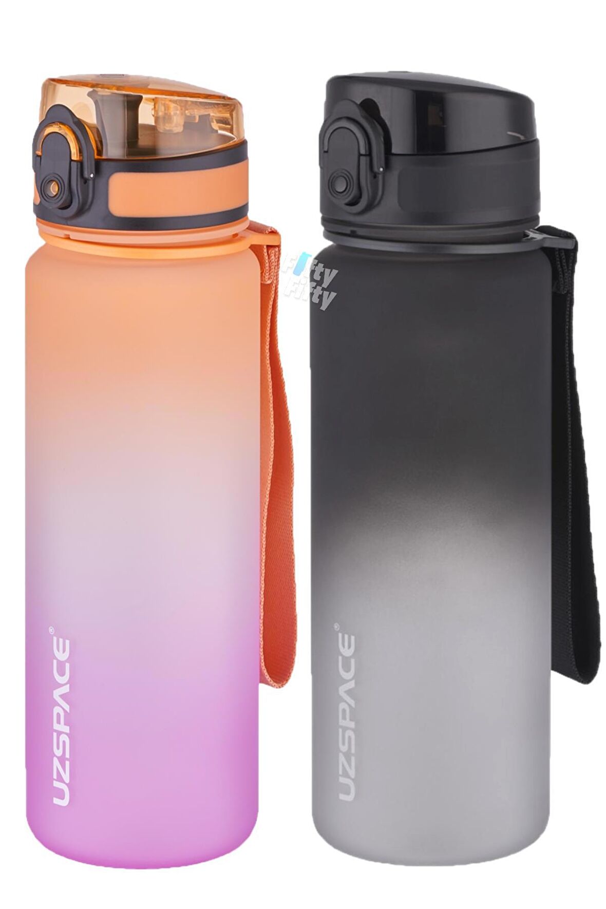 Uzspace 2'li Tritan Matara Seti 500 ml Çift Renk Softtouch FF Collection Tritan Su Matarası
