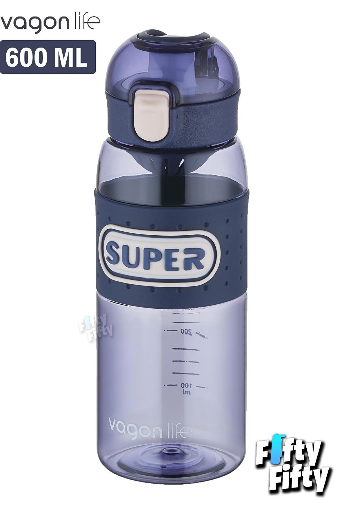 Vagonlife 600 ML Rahat İçim (Pipetsiz)  Kulplu Kaydırmaz Gövde Su Matarası -Süzgeçli-FFVGN2024600ML