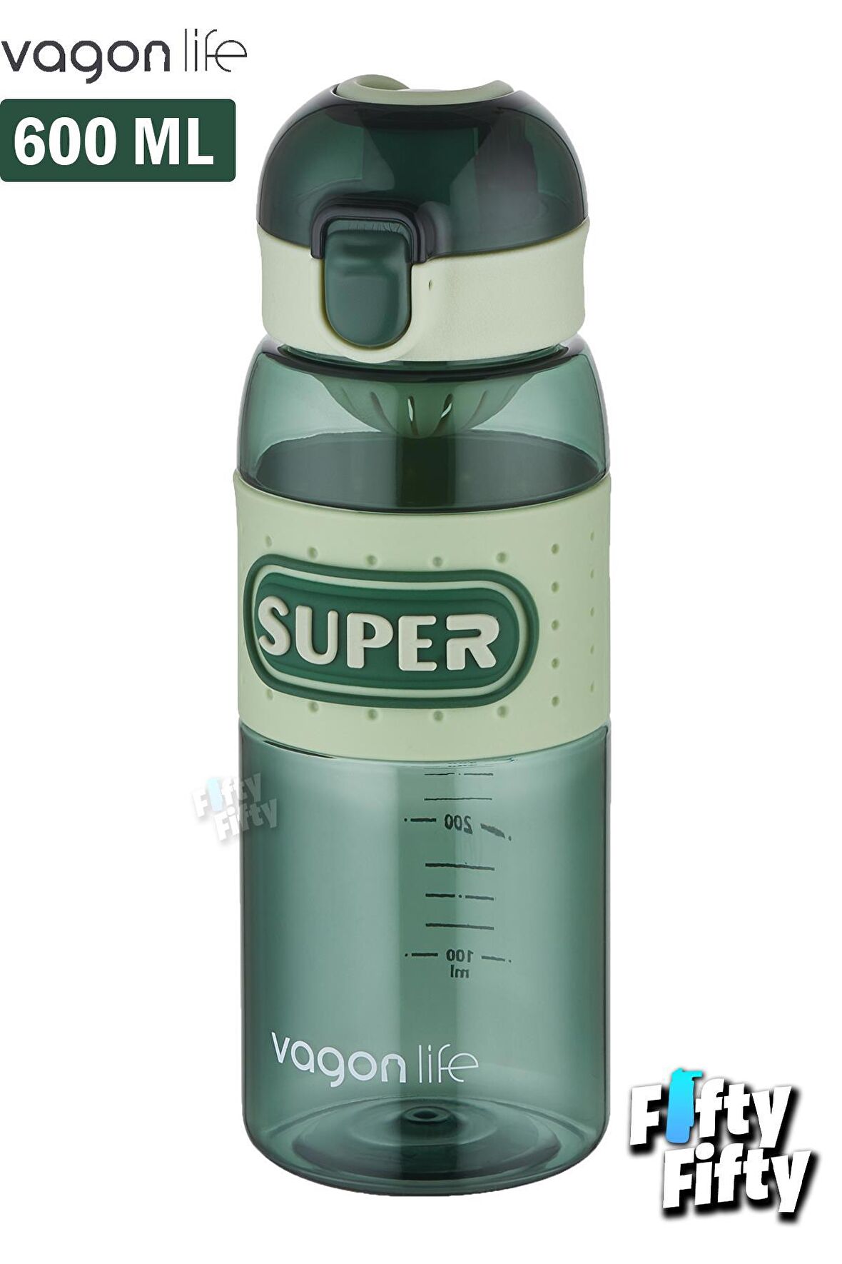 Vagonlife 600 ML Rahat İçim (Pipetsiz)  Kulplu Kaydırmaz Gövde Su Matarası -Süzgeçli-FFVGN2024600ML