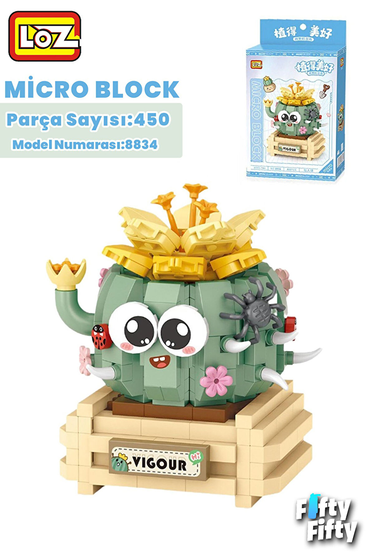 Loz Mikro Blok Serisi Kaktüs Figürü 450 Parça Oyuncak Yapım Seti FFLZ-8834