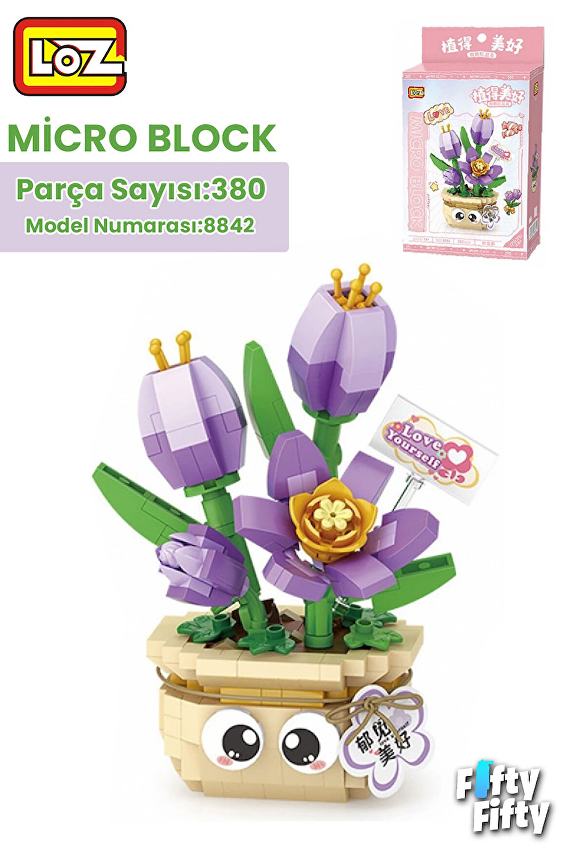 Loz Mikro Blok Serisi Lale Figürü 380 Parça Oyuncak Yapım Seti FFLZ-8842