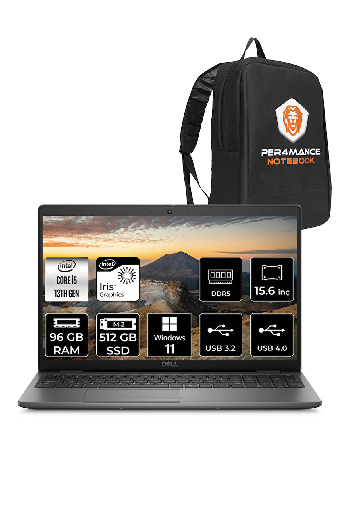 DELL Latitude 3550 i5 1345U 96GB 512GB SSD 15.6'' FHD W11H Taşınabilir Bilgisayar & PER4 ÇANTA