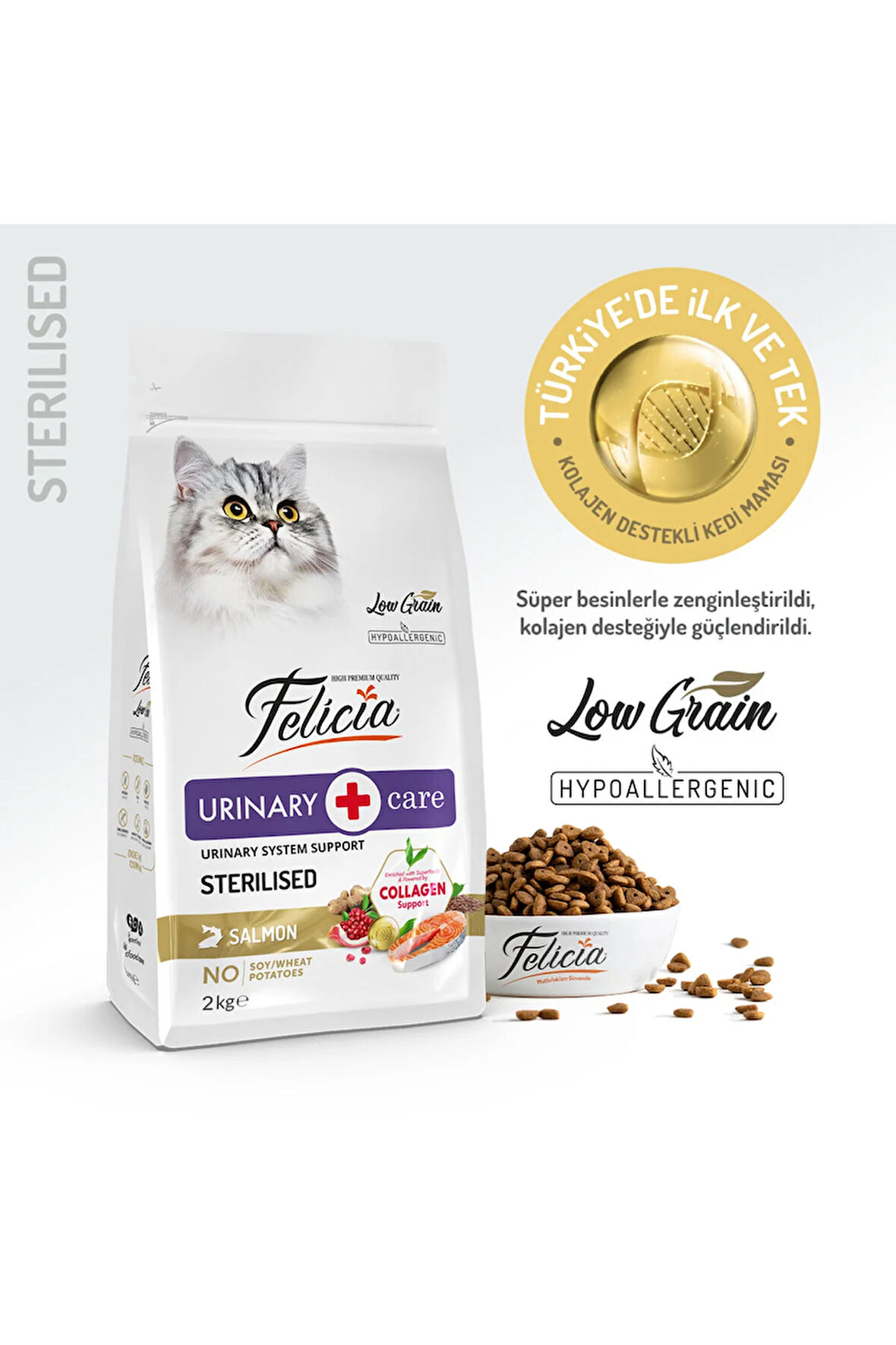 Kolajen Destekli Hipoalerjenik Somonlu Kısırlaştırılmış Yetişkin Kedi Maması 2KG