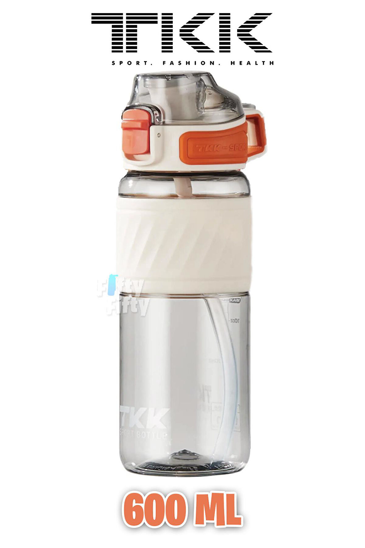 TKK 600 ML Çift Kullanım Pipetli/Rahat içim Bpa İçermeyen Taşıma Kulplu Tritan Su Matarası FFTKK1025-600ML