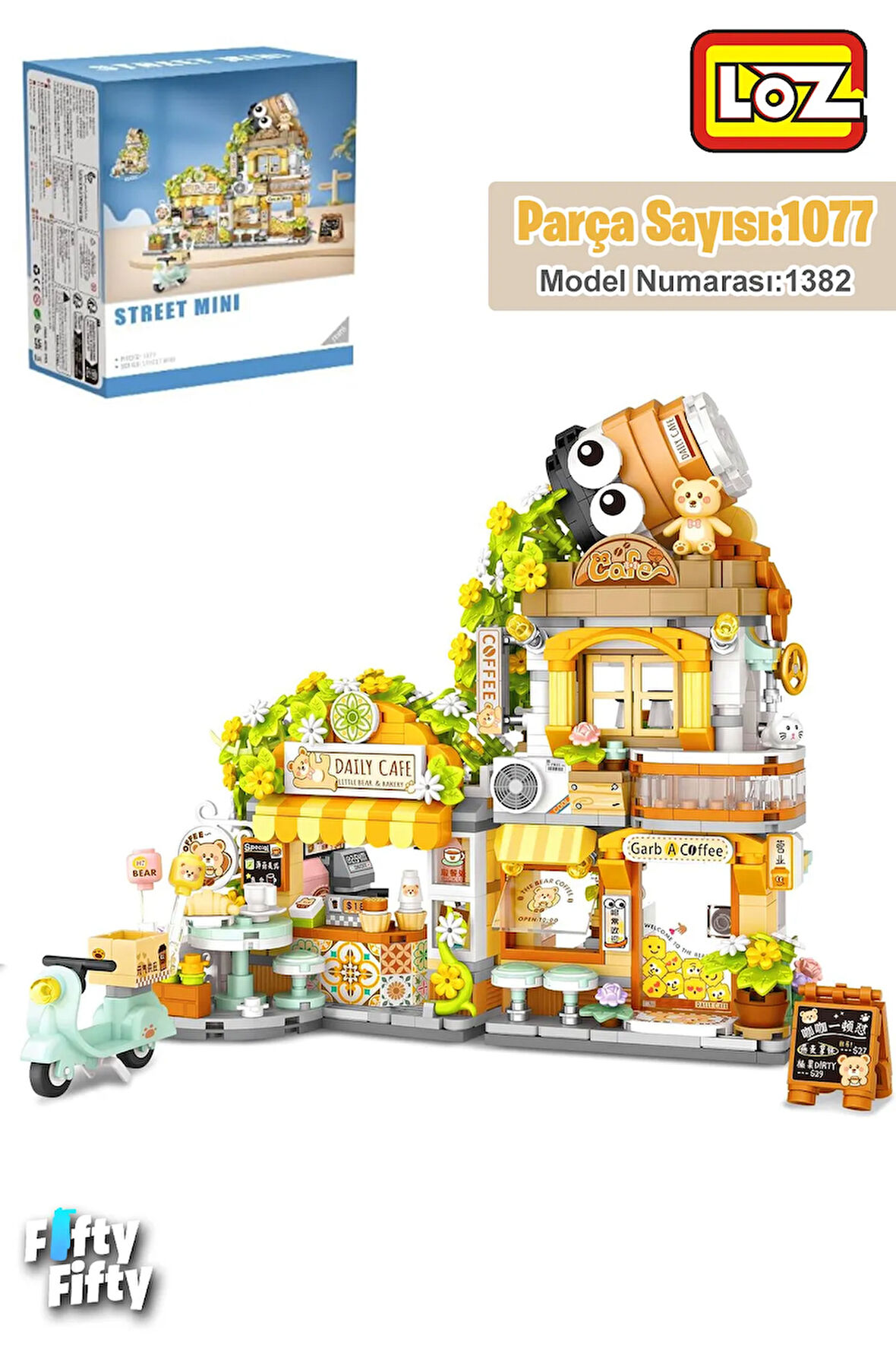 Loz Street Mini Serisi Cafe 1077 Parça Oyuncak Yapım Seti FFLZ-1382