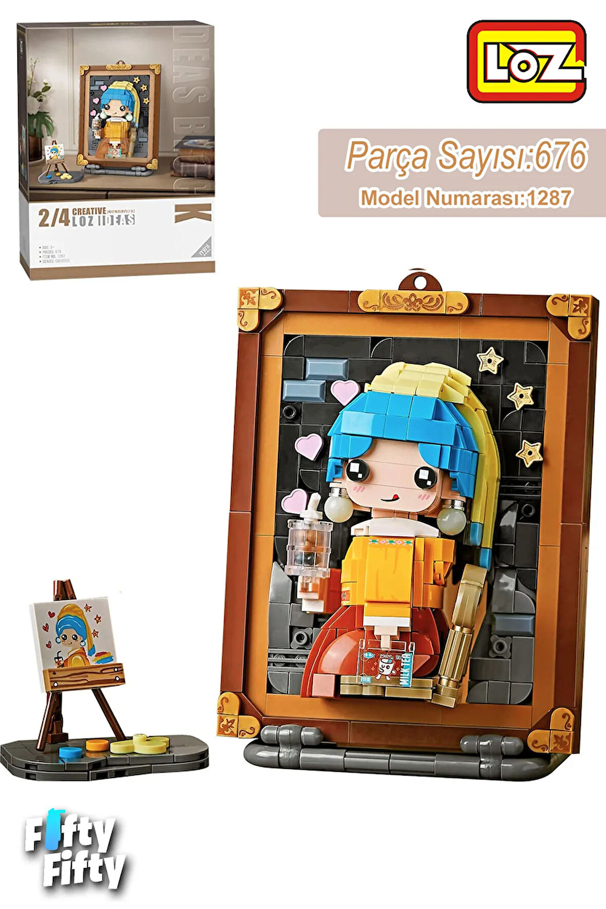 LOZ Creative Serisi Şövale Figürlü Ve Tablo 676 Parça Oyuncak Yapım Seti FFLZ-1287