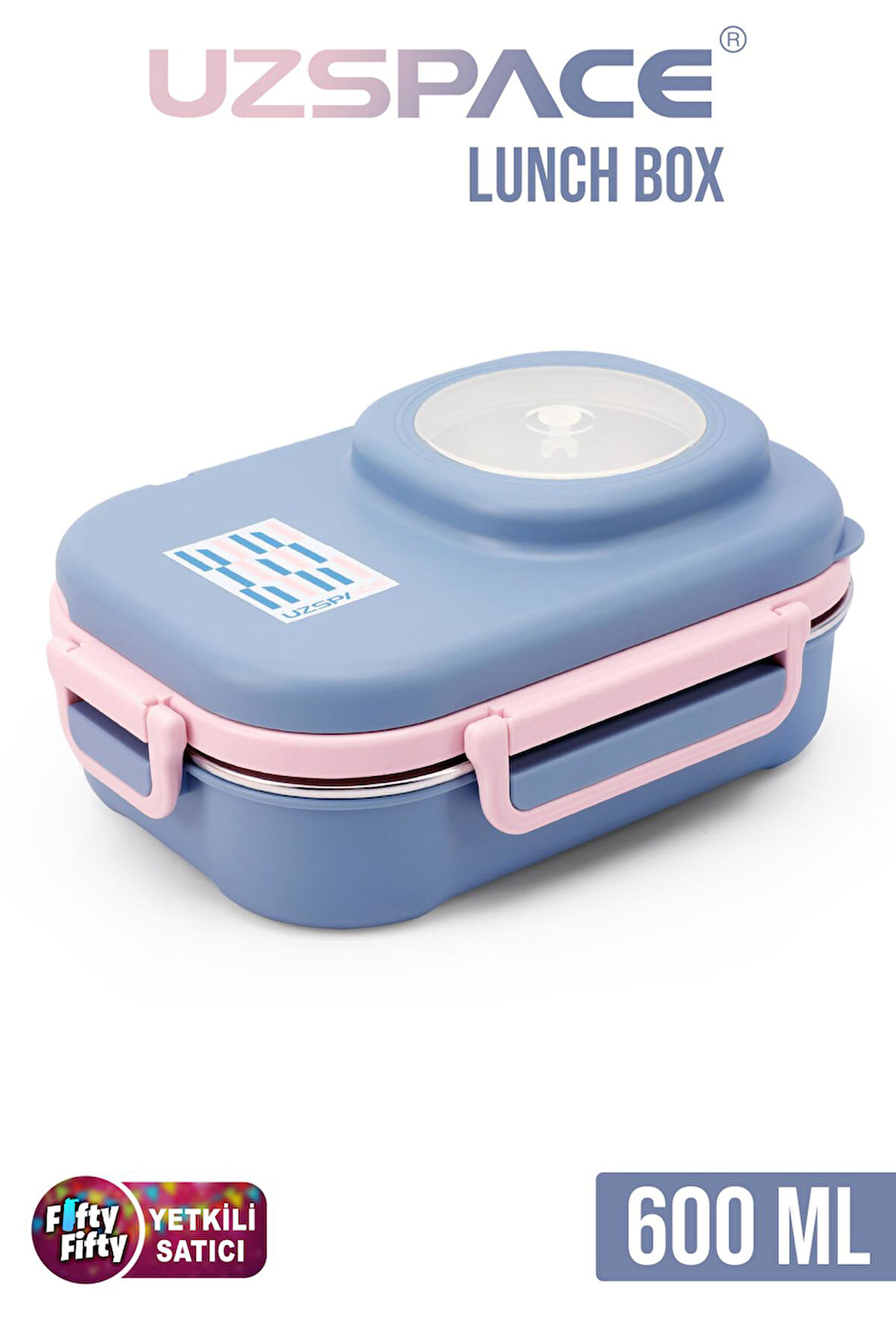 Uzspace 600 ML Çorba Kaseli-Çelik Kaşık Çatallı Paslanmaz Çelik Bento Lunch Box Yeni Nesil Sefer Tası-FFLBOX8021600