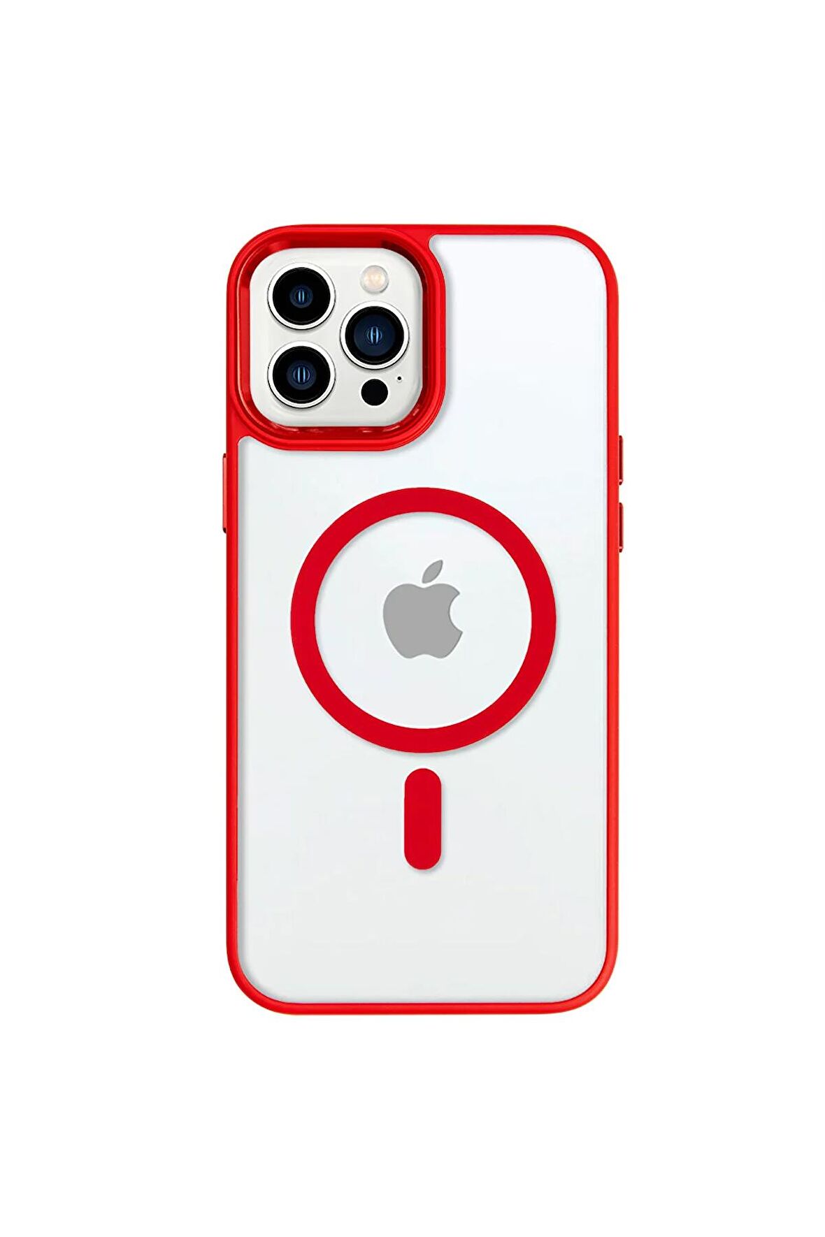iPhone 14 Pro Max Lüks Magsafe Kablosuz Şarj Mıknatıslı Kırmızı Renkli Kılıf